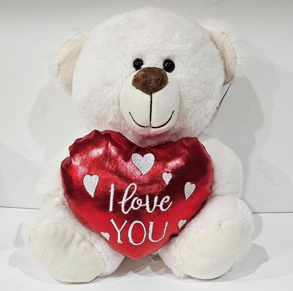 Red Heart Teddy Bear In White - Blossom  By Daisy